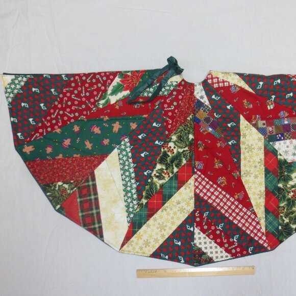 Handmade Quilted Christmas Tree Skirt 41" Star Patchwork Nostalgic Heirloom - Picture 4 of 8